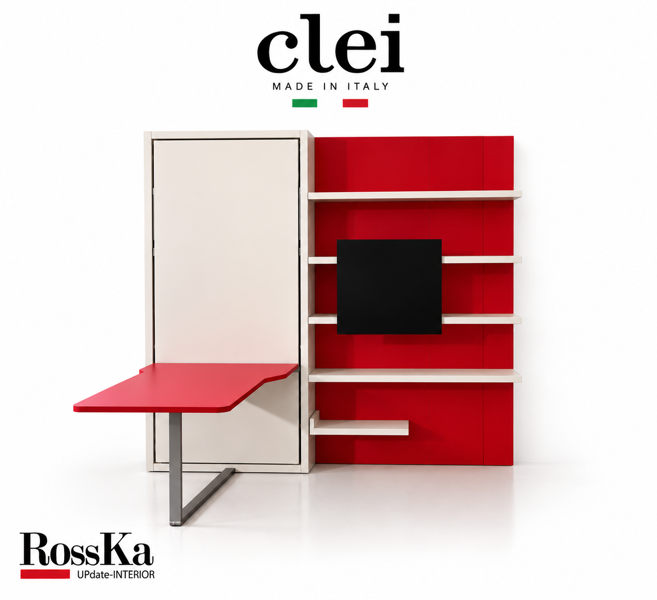 Minimalist Italienische Möbelwand in Rot-Weiß (1)