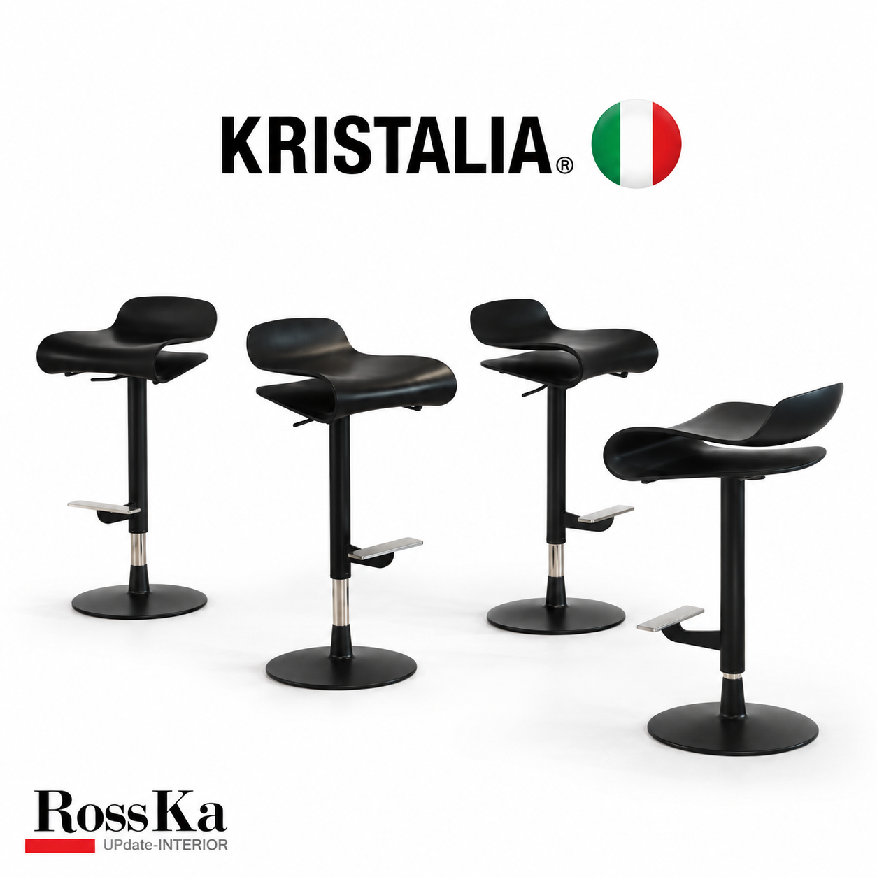 Moderne schwarze Barhocker von Kristalia