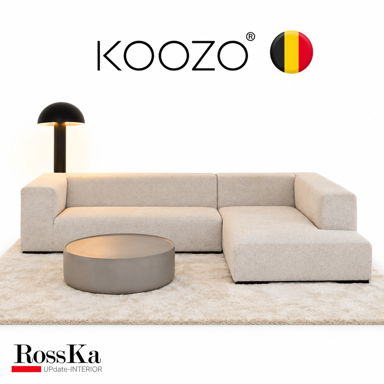 Modernes KOOZO-Sofa mit Belgien-Badge